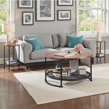 31.5-Inch Round Coffee Table Set Coffee Table with 2 End Tables Metal Legs (3-Piece)