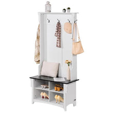 32" Hall Tree Entryway Bench with Coat Rack Shoe Storage 4 Drawers Adjustable Shelves & 5 Hooks for Mudroom Entryway & Hallway