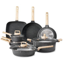 19 PiecePots and Pans Set Nonstick and Granite Cookware Set for Kitchen (Black)