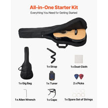 36 Inch Dreadnought Acoustic Guitar Bundle with Gig Bag Tuner Capo & Accessories (Natural)