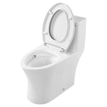 One-Piece Toilet Elongated Toilet Vortex Dual-Flush 1.0/1.28 GPF with Comfortable Chair Seat for Bathroom (White + Silver)