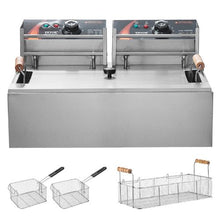 Commercial Deep Fryer 3000W Electric Turkey Fryer 18Qt/17L Stainless Steel with 3 Baskets (Silver)