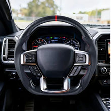 Ford F-150 Steering Wheel 2021–2024 Carbon Fiber Flat-Bottom Design Non-Slip Leather Grip Black