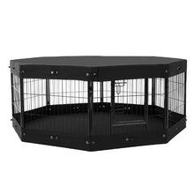 Dog Playpen 8-Panel 24" Foldable Metal Fence with Door Cover Pad & Bag