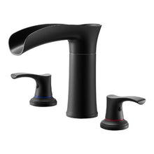 Roman Tub Faucet 3-Hole Waterfall Bathtub Faucet Set with 2 Handles Deck-Mount Matte Black Zinc Alloy
