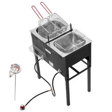 50,000 BTU Outdoor Propane Deep Fryer – Dual 16QT Commercial Stainless Steel Fish Cooker with 3  for Catering Events & Camping
