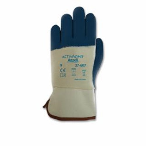 8Size Heavy Duty Nitrile Coated Gloves Blue/White 012-27-607-8 (Pack of 12Pair)