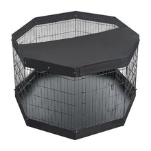 Dog Playpen 36" 8-Panel Foldable Metal Fence with Door Cover & Pad (Black)
