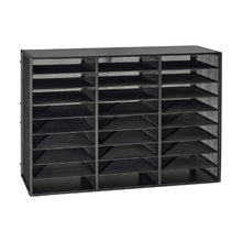 27 Compartments Metal Literature Organizer with Wooden Top Countertop Office Home Storage Organizer for File (Black)