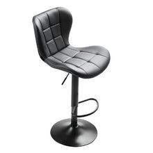 Modern PU Leather Bar Stool Set with Back and Footrest Height Adjustable for Kitchen Dining Room (Black)