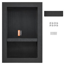 16 x 24 Inch Shower Niche Tile-Ready Double Shelf (Black)