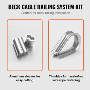 1/16 Inch 7x7 Strand T304 Stainless Steel Braided Aircraft Cable 328FT With Accessories