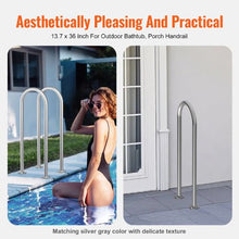 36 x 13 In Aluminum Pool Handrail Rustproof Safety Rail with Base Plate for Pools Spas & Docks