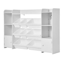 Kids Cubby Storage Cabinet with Bookshelf (White)