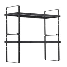 "Adjustable 2-Tier Kitchen Cabinet Shelf Organizer - Expandable Stackable Storage Riser for Pantry Bathroom & Office (Black)"