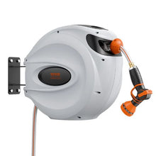 130 ft Retractable Hose Reel 1/2" Wall-Mounted Garden Hose Reel with 9-Pattern Nozzle & Auto Rewind