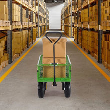 680 LBS Steel Garden Cart Heavy-Duty Utility Wagon with 10" Tires & Removable Mesh Sides
