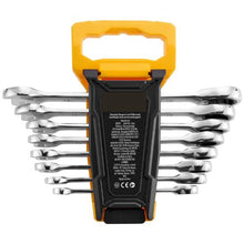 8-Piece Metric Ratcheting Wrench Set 8–19 mm Cr-V Steel with Organizer Rack