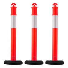 48" Traffic Delineator Posts Safety Cones with Fillable Base & Reflective Strips for Construction & Crowd Control (3 Pack)