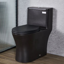 Elongated One-Piece Toilet Vortex Dual-Flush 1.0/1.28 GPF Easy-Clean Skirted Design (Black & Silver)