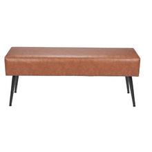 PU Leather Bedroom Bench with Metal Legs Upholstered Shoe Bench Stitched Design (Brown)