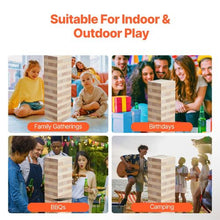 60-Block Giant Tumbling Timber Toy, Wooden Stacking Game with Storage Crate & Scoreboard, Indoor/Outdoor Fun