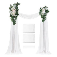 21' Ft White Wedding Arch Draping Fabric Reception Backdrop Wedding Decoration Artificial Wedding Arch Flowers Kit XH-HQ03 (Pack of 4)