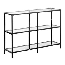 3-Tier Glass Console Table – Modern Black Sofa Table with Iron Legs