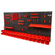 30-Bin Wall Storage Bins with Panels & Hooks Parts Organizer (Black & Red)