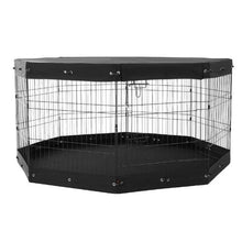 Dog Playpen 8-Panel 30"H Foldable Metal Pet Fence with Door Bottom Pad & Top Cover