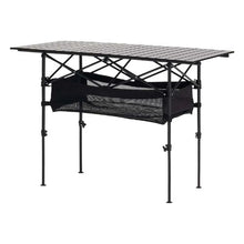 Portable Roll Up Camping Table – Adjustable Aluminum Outdoor Table with Storage & Carry Bag (Black)