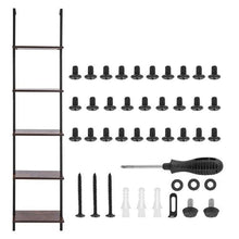 5-Tier Ladder Shelf 15.6 x 11.8 in Open Bookshelf Metal Frame Storage Rack (Black)