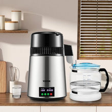 1.1 Gal Water Distiller 750W Stainless Steel Countertop Maker with Timer Temp Display Glass Carafe & 3 Carbon Packs - (Silver)