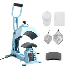 Hat Heat Press 2 Interchangeable Platens with Cap Stretcher Temperature & Time Control HTV & Sublimation (Light Blue)