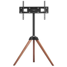 40-65" Tripod Easel TV Stand 18° Left-Right Rotation Portable with Oak Wood Legs for Studio, Home & Office (Three Brackets), No Tray