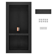 16 x 32 Inch Shower Niche Tile-Ready Double Shelf (Black)