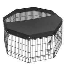 Dog Playpen 30" 8-Panel Foldable Metal Fence with Door & Top Cover (Black)