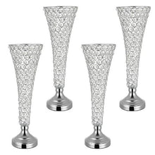 Crystal Wedding Flower Vase 20" Silver Cylinder Centerpiece Vases for Wedding & Party Decor (4PCS)