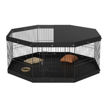 Dog Playpen 8-Panel Foldable Metal Fence with Cover & Pad 24" H Indoor/Outdoor Pet Pen