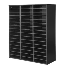 Wood Literature Organizer 48 Compartments Adjustable Shelves Countertop File Sorter (Black)