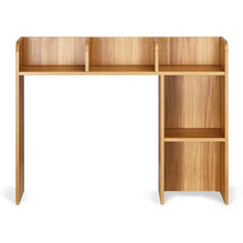 Wood Desktop Storage Organizer 2-Tier Bookshelf Hutch (Wood Color)