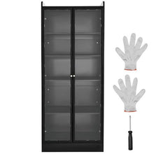 67-Inch Display Cabinet with Doors Lighted Curio Cabinet with Shelves