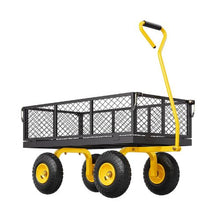 900 LBS Heavy-Duty Steel Garden Cart Utility Wagon with 10" Tires & Removable Mesh Sides