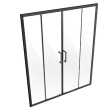 Semi-Frameless Shower Door 57.8-59 W x 70 H in Matte Black Double Sliding