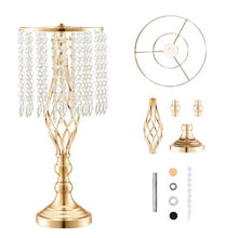 12PCS Crystal Wedding Flower Stand 19.3" Gold Metal Centerpiece Vase for Wedding & Party Decor