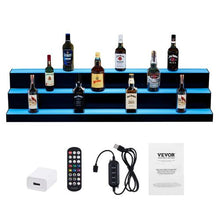 LED Lighted Liquor Bottle Display, 3-Tier 48" Illuminated Bar Shelf with RF Remote & Multicolor Lighting