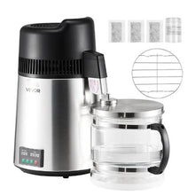 6L Water Distiller 1.6 Gallon Pure Water Purifier for Home 900W Glass Pot Distilled Maker with Stainless Steel Interior - (Silver)