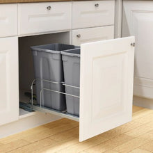 Pull-Out Trash Can 27 QT x2 Heavy Duty Kitchen Waste Bin with Soft Close Slide & Door Kit (Grey)