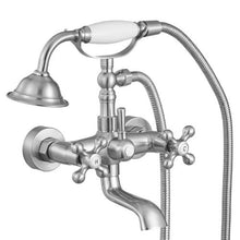 Clawfoot Tub Faucet Wall-Mount Bathtub Filler Handheld Shower Brushed Nickel 360° Spout