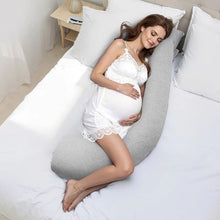 L-Shaped Pregnancy Body Pillow for Side Sleeping – Head Neck & Belly Support Washable Cover (Light Gray)
